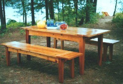 Garden Table Wood on Outdoor Harvest Table And Benches Plan