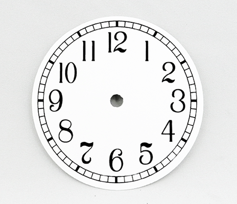 White Arabic Cardstock Clock Dial 4-1/2