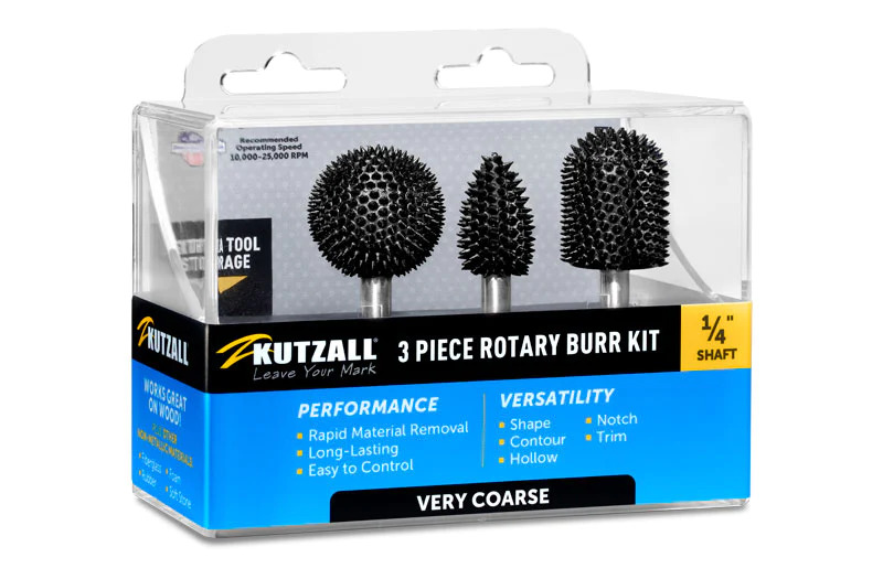 Kutzall Kit with 3 Burrs for Power Carving