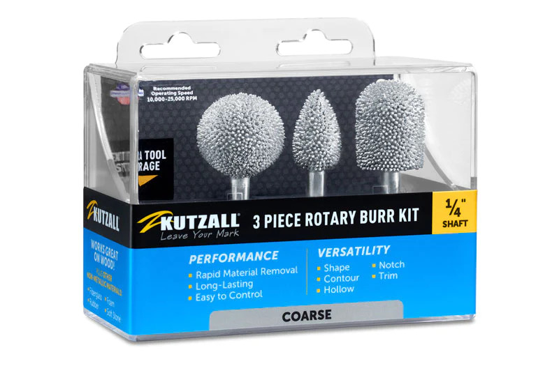 Kutzall Kit with 3 Burrs for Power Carving