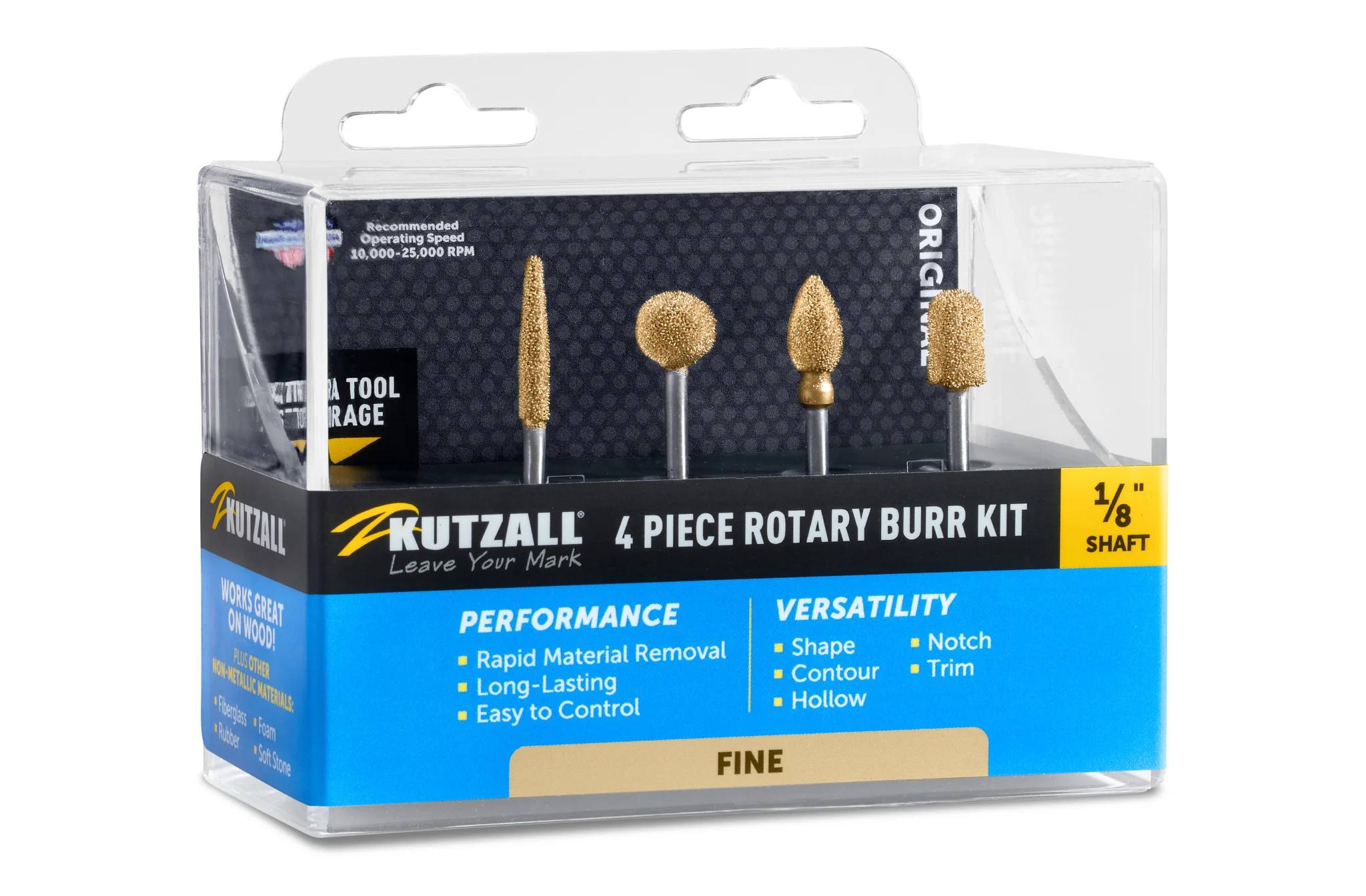 Kutzall Kit with 4 Burrs for Power Carving