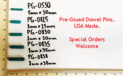 pre-glued wood dowel pins