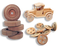 Toy Wheels, Axle Pegs, Smokestacks, Cargo etc.