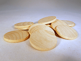 Disc, 20 Wooden Circles 1-1/4 x1/8 Thick Hardwood Rounded